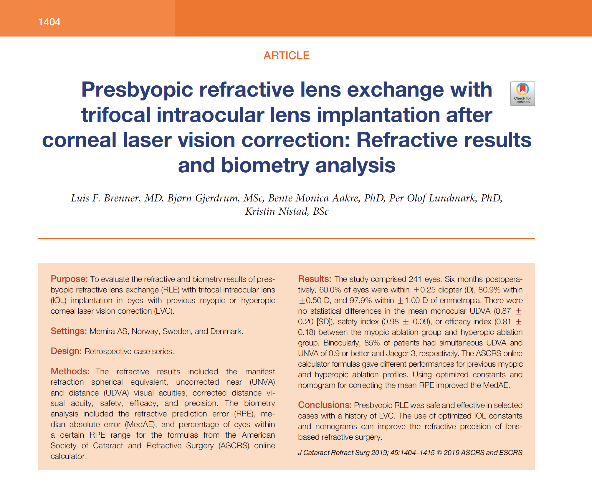 Trifokal linseudskiftning er en tryg og effektiv behandling af alderssyn